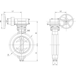 Wafer type butterfly valve with tripple eccentricity with alloyed-steel body and stainless steel with molybdenum disk and PTFE seat, DN200, PN100. PA900 series 
